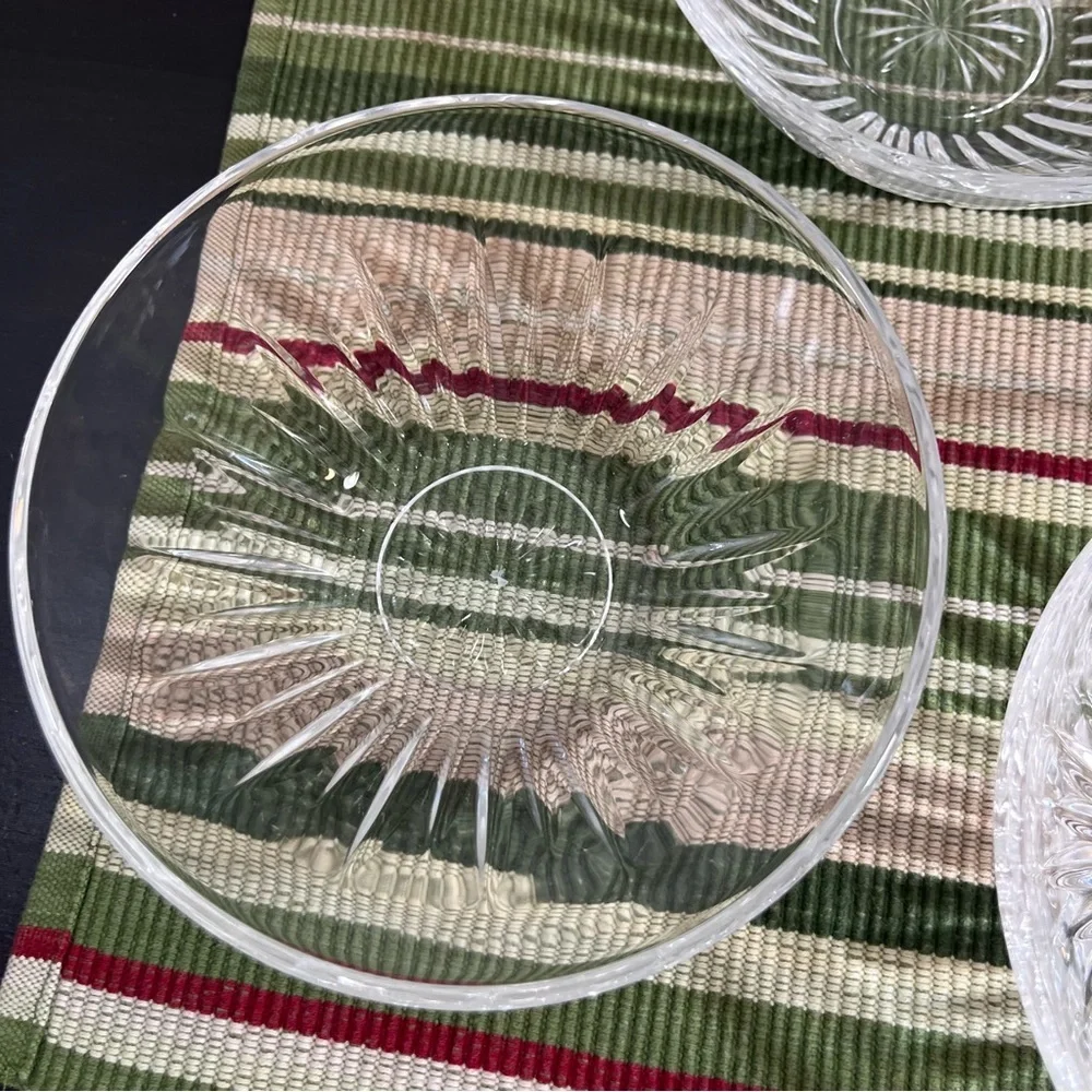 Vintage Cut Glass Dessert Bowls SET of 4- Starburst Pattern